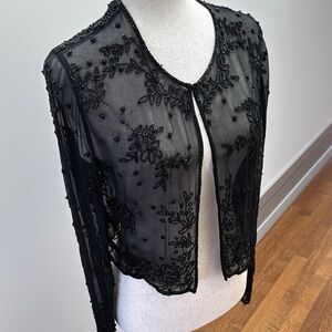 MARINA Black Beaded Sheer Overlay